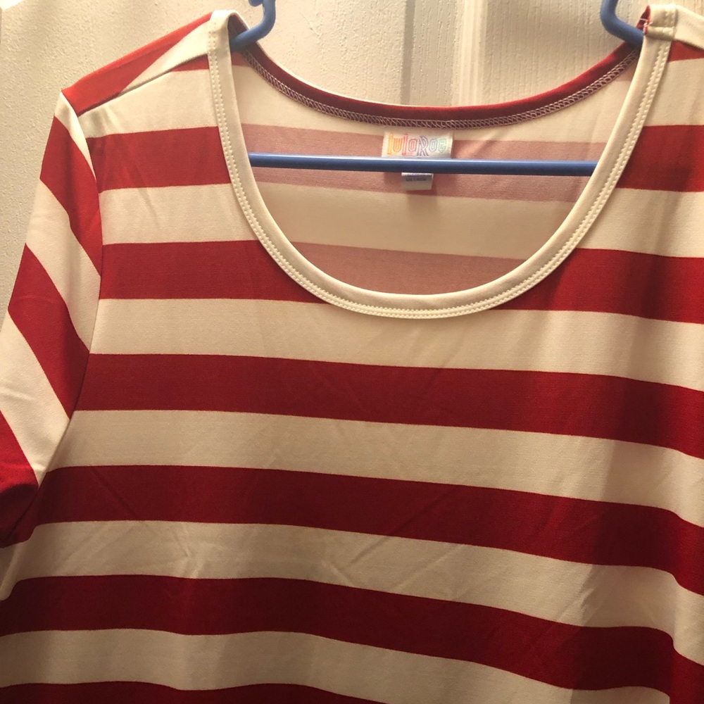 Lularoe Jessie, large, red & white striped